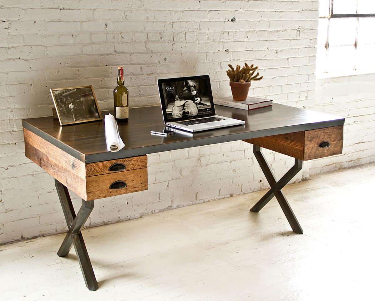 Made By Wood Reclaimed Wood And Metal Desk