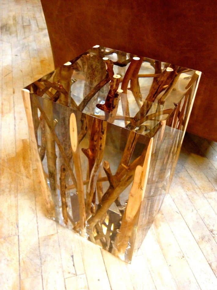 Driftwood Branches in Acrylic Side Table by Michael Dawkins
