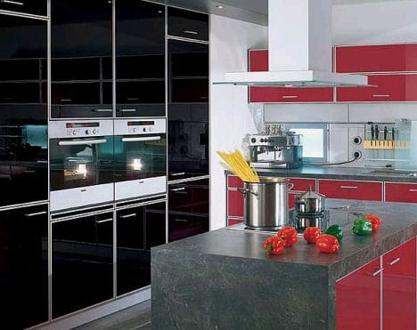 6 neil lerner rounova Black Kitchen Design Ideas Red and black is a brave