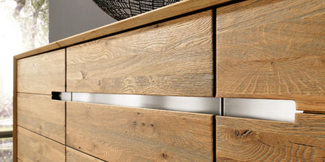 Bergmann furniture metal handles built-in in wood