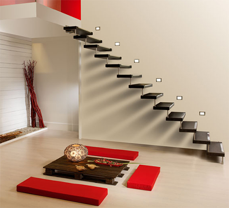 Staircases Designs on Cast Staircase Swing Installed Against The Wall With No Rods