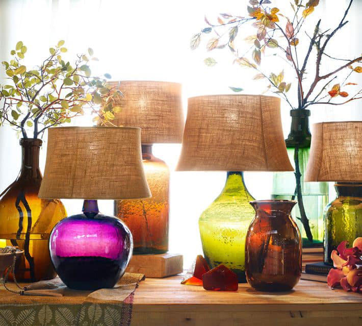Colored Glass Table Lamps From Pottery, Clift Glass Table Lamp Base Espresso