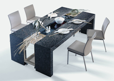 Design Kitchen on Dining Table By Draenert   Poggenpohl Adjustable Table Design