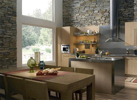 Rustic Kitchen on Interior Stone Veneer By Eldorado Stone   Bring The Stone Inside