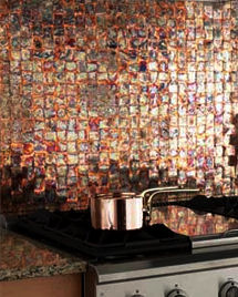 Kitchen Tile Backsplash on Copper Tiles From Frigo Design   Woven Seared Patina Copper Backsplash