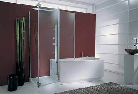 Glass Bathroom Doors on Genesi Tandem Bath Shower Jpg