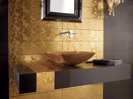 Bathroom Wall Tile Ideas on Gold Tiles From Dune   High End Tile From Damasco Collection