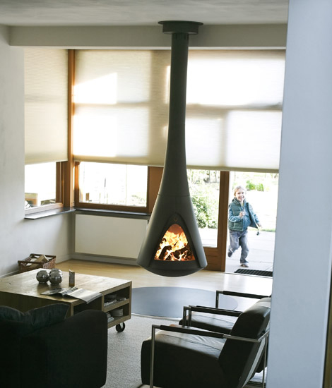 Hanging Stoves - rotating stove with open fire by Harrie Leenders