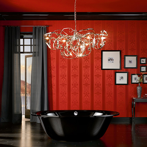 Modern Bathroom Design Interior With Red Accents