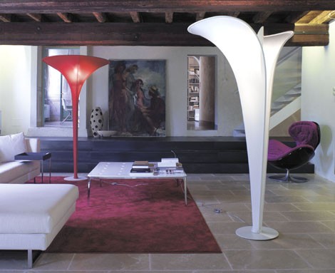 Lucente designer floor lamps Arum with flower lamp shade