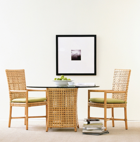 Woven Rawhide Dining Table by McGuire Designs - new woven furniture trends