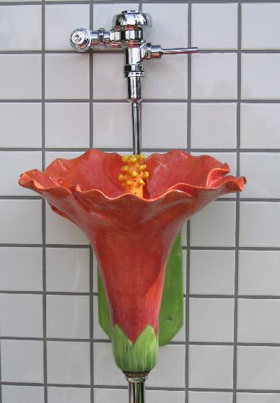 Flower shaped urinal Red