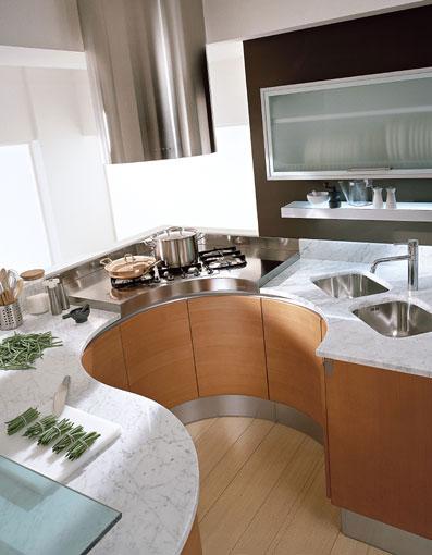 Дизайн кухни. Pedini-artika-round-kitchen-cabinets