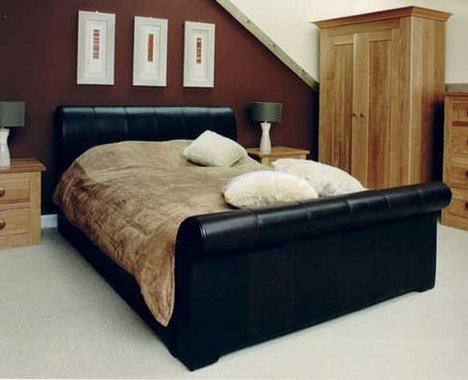 pinetum leather sleigh bed Furniture Beds