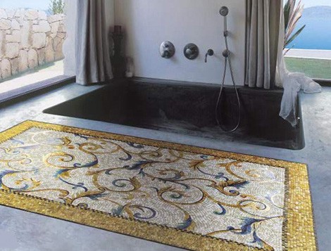 glass tile mosaic. The Bisanzio tile mosaic rugs