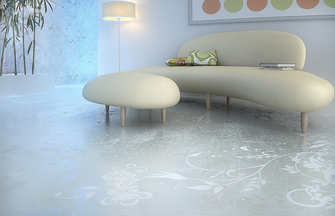 Transparent House Concrete Art floor with floral design
