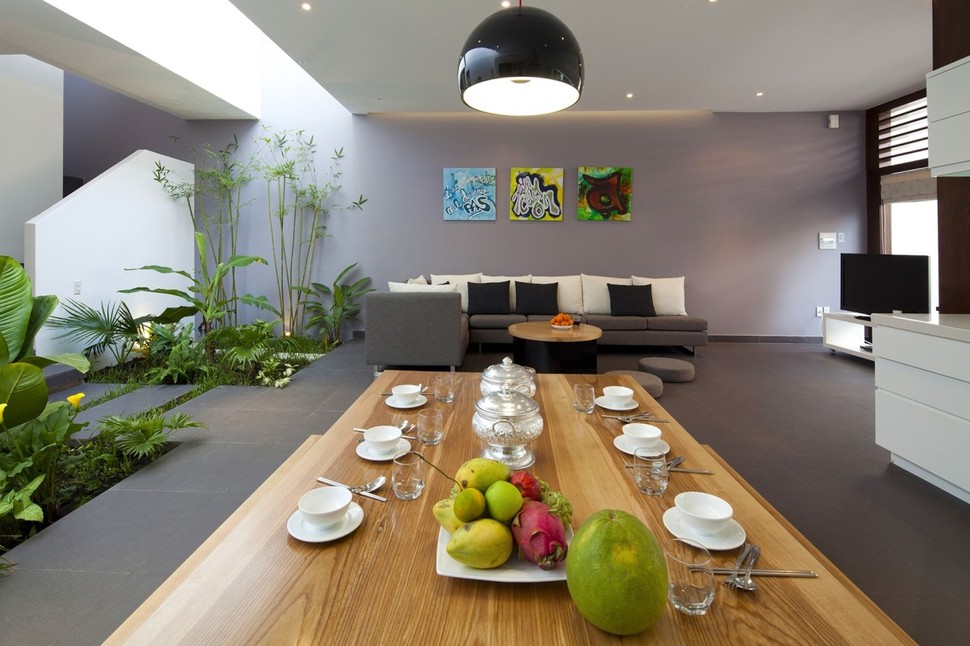 Urban Vietnamese House - Garden, Kitchen, Dining and Living Space ...