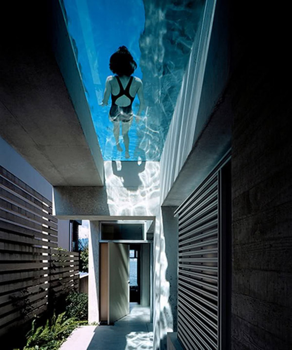 Cool Concrete House with Hot Swimming Pool Feature Above Main ...