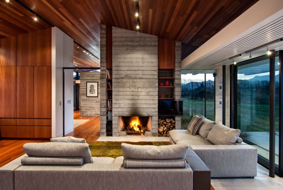 Ranch Style Living Room with Fireplace