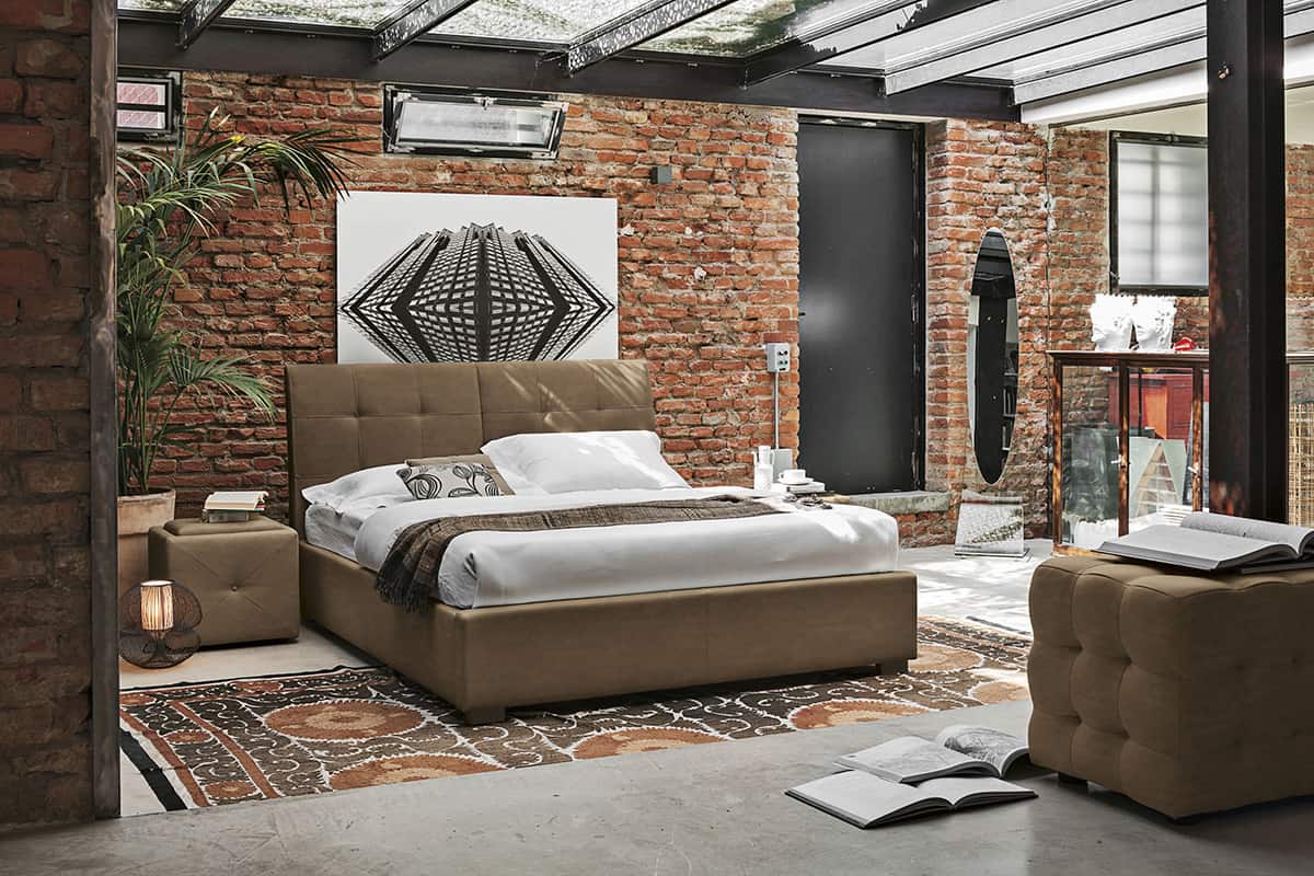 Unique Brick Wall Bedroom Design for Simple Design