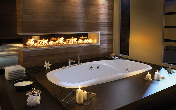 Luxury Master Bathroom Idea by Pearl: drop-in bathtub and built-in ...