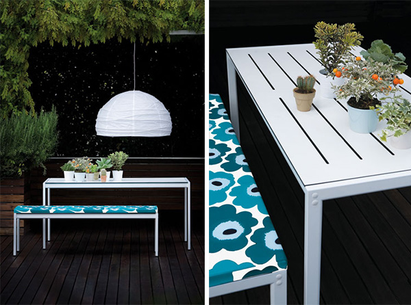 Garden Table and Bench from Zanotta - elegant steel frame