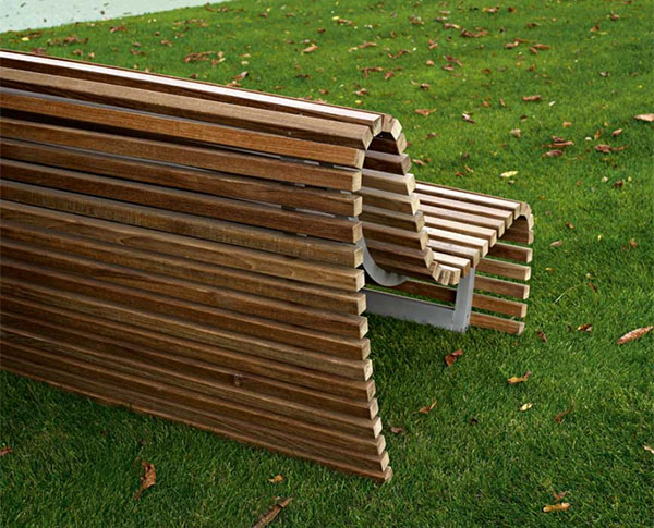 Outdoor Bench Seating - modern outdoor wood bench by B&amp;B Italia 