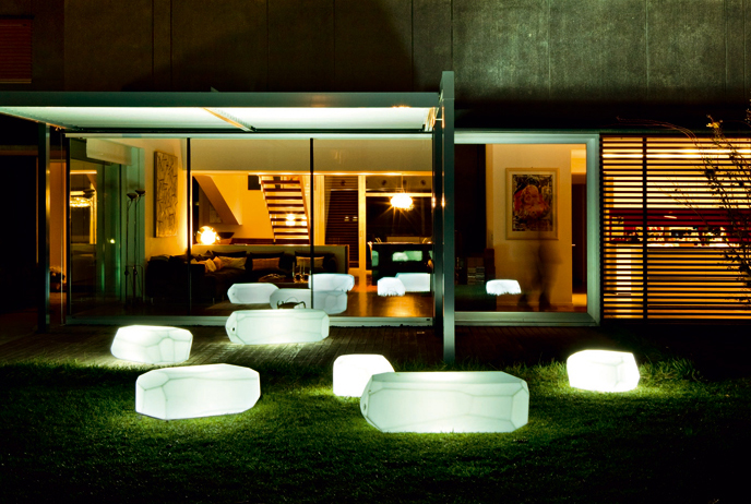 Translucent Polyethylene Seats, Poufs and Tables from Serralunga