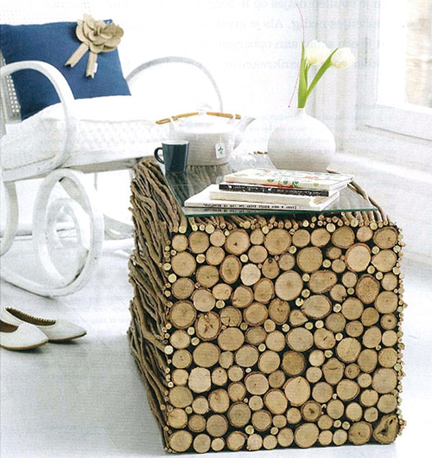 Here's a creative idea using some branches and even twigs. This table 