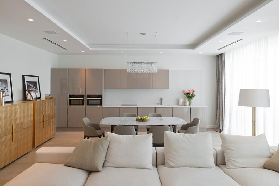 Lighting Details Create Drama in Modern Open Plan Apartment