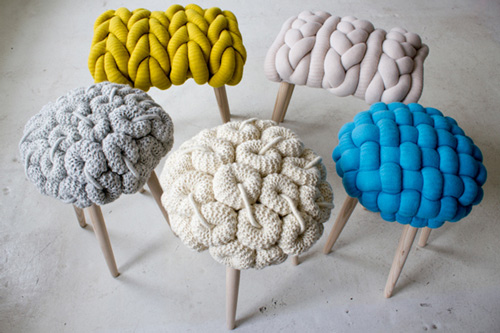 fun knitted stool cushions claire anne o'brien 1