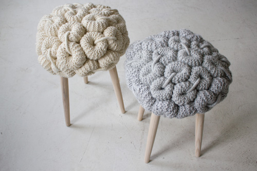fun knitted stool cushions claire anne o'brien 2