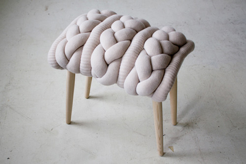 Knitted Stool Cushions by Claire-Anne O'Brien