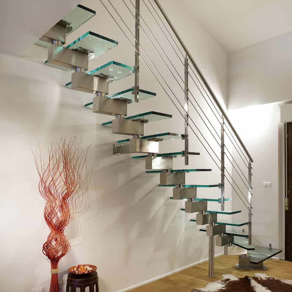 unusual unique staircase modern home green glass 3