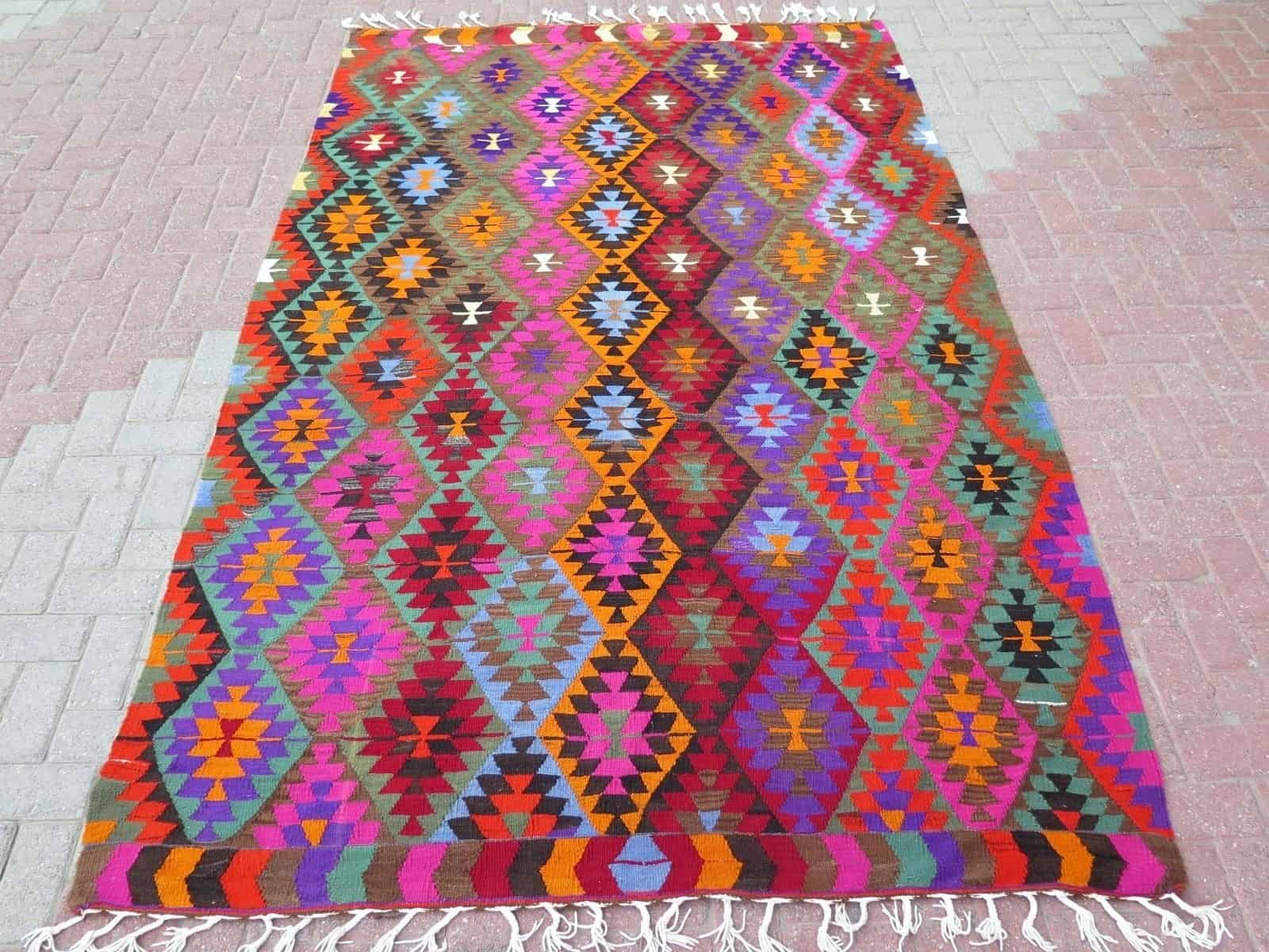 anatolia turkish kelim carpet 70x113 diamond pattern