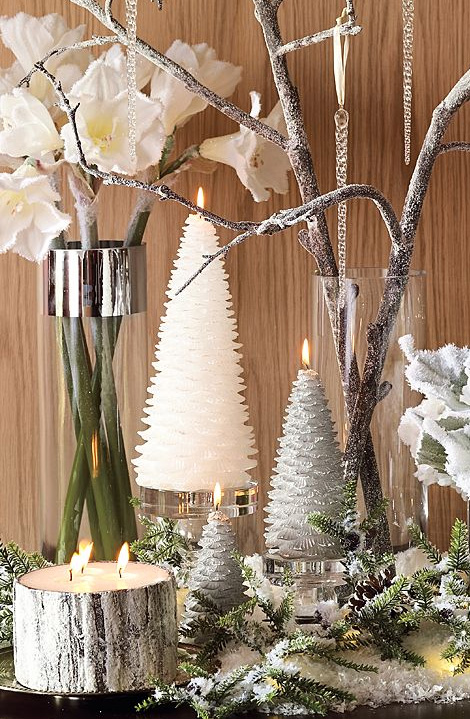sparkling tree & metallic bark candles